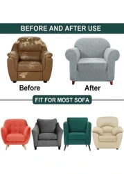 Stretch Fit 2-Seater Sofa Cover Teal Green Soft Brushed Fabric Couch Cover Full Coverage Furniture Protector Slipcover Two Seater Fits on Standard and Recliner Sofa 145-178cm Size