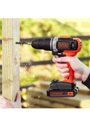 Black+Decker 2 Speed Hammer Drill 18V With 2 Batteries And Kit Box Black