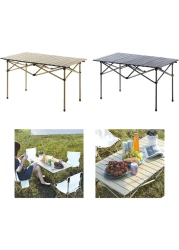 طاولة قابلة للطي للتخييم والنزهات والصيد باللون الأسود في الهواء الطلق