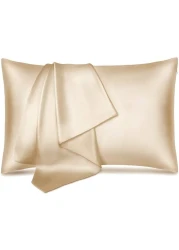 MahMir&reg; Silk Satin Pillowcase for Hair and Skin Queen - Champagne Gold Silk Pillowcase 2 Pack 75L x 50W CM (20x30 Inches) - Satin Pillow Cases Set of 2 with Envelope Closure (Champagne)