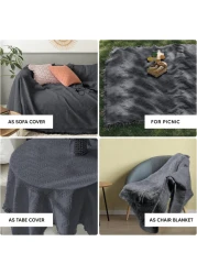 AC&amp;L Knitted Blanket For Bed, Couch, Sofa, Chair Throw Blanket For All Seasons - Cozy Soft Light Weighted Blanket For Picnic, Travel, Home Decor Gift (Grey)