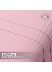 Klub Linen 3PC Striped Fitted Sheet Set, Ultra Soft Microfiber Bedding Set - 1 Fitted Sheet Double (120x200cm) with Deep Pocket and 2 Pillowcases (50 x 75 cm), Baby Pink