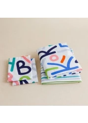 Luna Home-Single Size 4 Pieces Reversible Alphabet Design Stripped Bedsheet and Rainbow Colors Duvet Cover without filler.