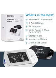 OMRON Platinum Blood Pressure Monitor Upper Arm Cuff Digital Bluetooth Blood Pressure Machine Stores Up To 200 Readings for Two Users 100 readings each