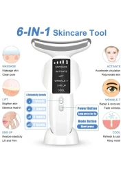 RedLightTherapyforFace and Neck AntiAging Facial and Neck Massager Soothing and Relaxing Face Massager Device with 4 Color LED Therapy Vibration and Thermal Functions for Skin Care White