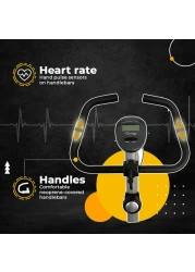 PowerMax Fitness BU-515-AL502 Steel Magnetic Exercise Upright Bike, Grey, White, Max user weight 100KG