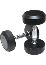 ULTIMAX Round Rubber Dumbbell Fitness Dumbbell Hand Weights Dumbbells Chrome Handle Dumbbell Professional Arm Muscle Exercise Equipment Gym and Home Fitness Equipment-2Pcs- 5 kgs