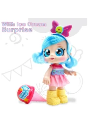 Fitto pretty stylish modern American girl doll with yellow boots, large blue eyes, blue hair with a battery, a singing doll toy with ice cream blind box surprise 12-inch toy for girls