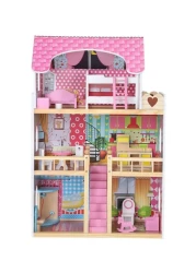بيت دمى خشبي متعدد الطبقات مع غرف محاكاة - مجموعة ألعاب أطفال كبيرة متعددة الوظائف مع ملحقات لعب كاملة، مثالية للأطفال من سن 3 سنوات فما فوق