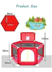 مركز أنشطة للأطفال الصغار مع 30 كرة - حظيرة لعب آمنة وقابلة للطي للزحف والاستخدام الداخلي والخارجي، أرضية ملائمة، أحمر - Ideal Baby