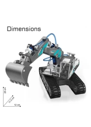 Little Story DIY Hydraulic Power Principle based 3 - IN - 1 Excavator / Bulldozer / JCB Toy (130 Pcs), STEM Series - Grey