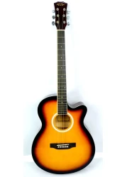 Mike Music 40Inch Acoustic Guitar With Bag And Strap And Extra Strings And Capo And Guitar Picks (40 Inch Glossy, Sunburst)