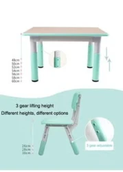 3-Piece Kids Study Table Chairs Set Height Adjustable Toddler Art Desk and Seat for Kids Graffiti Desktop