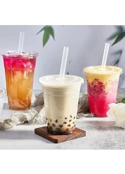 Vsell24&trade; 50PC Disposable Drinking Plastic Cup 24oz For Smoothie Coffee Water Juice Cups With Flat Lid Clear&hellip;