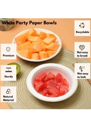 LAVISH Heavy-Duty Bagasse Biodegradable Paper Bowls, [ 25-Pack 8oz/240ml ] Compostable Bowls for Hot &amp; Cold Foods, Ideal for Soup, Ice Cream, Salad, Snacks, and Desserts (White)