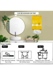 Facial tissue for Cleansing, Skincare, and Makeup remover, Disposable cleaning towel, Wall-mounted facial tissue paper, Suitable for All skin types, 100% Cotton dry wipes 20 cm (White)