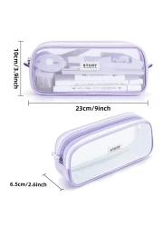 KALIDI Grid Mesh Pencil Case Large Capacity Pencil Case Big Pencil Pouch With Zipper Simple Stationery Bag Aesthetic Pen Bag for School Teen Girl Boy MultiPurpose bag for office Men Women Purple