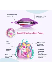 Eazy Kids - 18" Set of 4 School Bag Lunch Bag Activity Bag &amp; Pencil Case Unicorn-Pink