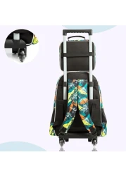 Eazy Kids - 16" Set of 3 Trolley School Bag Lunch Bag &amp; Pencil Case New York Dinosaur - Green