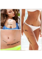 PAGOW 5 Sheets Temporary Tattoo Letters Waterproof Fake Tattoos Temporary Tattoo Stickers for Adults Men Women Face Body Fingers Black