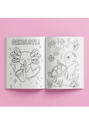 Hinkler Axolotls &amp; Friends Creative Colouring Kit includes 2x24-page Colouring Book, 30+ Holographic Stickers, 30+ Standard Stickers,