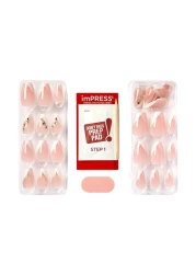 KISS imPRESS No Glue Mani PressOn Nails French Glimpse Light Neutral White Tip French Medium Size Coffin Shape Includes 30 Nails Prep Pad Instructions Sheet 1 Manicure Stick 1 Mini File