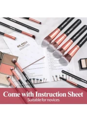 BS-MALL Makeup Brushes Premium Synthetic Foundation Powder Concealers Eye Shadows Makeup 14 Pcs Brush Set Rose Golden