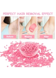 Hard Wax Beads Professional Wax Beads for Hair Removal 400g Hair Wax with 10 Pcs Wood Sticks for Full Body Brazilian Bikini Face Legs Eyebrow Painless at Home for Woman Men