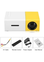 Ntech 60 Inch LED Projector HD Battery Operated 320X240 Pixels Yg-300 HDMI USB LED Pocket Projector For Home And Entertainment Yellow