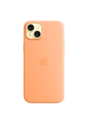أبل غطاء حماية من السيليكون لهاتف آيفون 15 بلس مع تقنية شحن ماغ سايف - شربات برتقالي