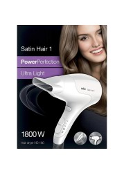 Braun Satin Hair Dryer 1800W HD 180 White