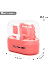 مجموعة العناية بأظافر الأطفال 6 في 1 من إيزي كيدز مع مقص أظافر ومقص ومبرد أظافر وملعقة تنظيف الأذن وملقط - مجموعة مانيكير وباديكير للمواليد الجدد والرضع والأطفال - باللون الأحمر