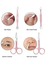 18pcs Professional Pedicure &amp; Manicure Tool Kit Nail Clippers Set with Acne Needle Nail File Trimmer Nose Hair Eyebrow Scissors Tool for Hand Foot &amp; Face Care