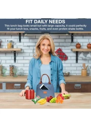 ماهمير شنطة غداء معزولة للرجال والنساء والاطفال مع مقابض حزام، شنطة غداء معزولة بفتحة واسعة وسهلة التنظيف، صندوق غداء معزول للمكتب والعمل والمدرسة والنزهات والسفر، مبرد حراري مانع للتسرب (ازرق)