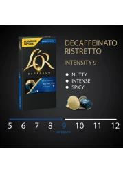 لور إسبريسو ريستريتو كبسولات قهوة بدون كافيين تركيز 9 حزمة من 10