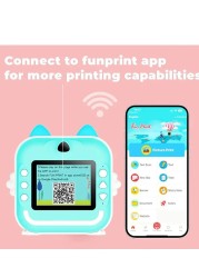Yeasha,Kids Rechargeable Camera Instant Print ,Mini Photo Printing Camera for Kids,1080P Digital Camera, 2.4 LCD Screen,32G SD Card,High Definition,ABS Body