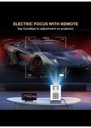 Wownect - Smart Mini Android Projector 5500 Lumens with 150&quot; Display Built-in Dual Hi-Fi Speakers Supported 1080P (60FPS) Portable Projector 4K