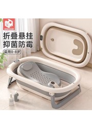 Foldable Baby Bathtub with Temperature Indicator Essentials Bathtub for Newborns and Infants with Seat Support Cushion