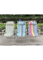 كرسي التخييم مع مسند للرأس - كرسي تخييم قابل للطي - كرسي نزهة - كرسي شاطئ عالي الجودة لشرفة الحديقة أو المهرجانات - كرسي قابل للطي في الهواء الطلق مثل كرسي الصيد ، كرسي المهرجان (متعدد الألوان)