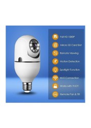 360° Wi-Fi Panorama Camera - Full HD 1080p Wireless Security Surveillance Indoor/Outdoor Motion Detection, Night Vision, Two-Way Audio