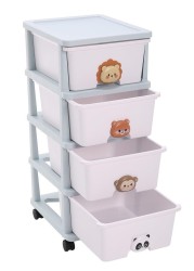 Cozy Nest 4-Layer Children's Toy Plastic Rolling Drawer Clothes Storage Box Organizer With Wheels For Office Kitchen Container Bathroom Living or Playroom Study