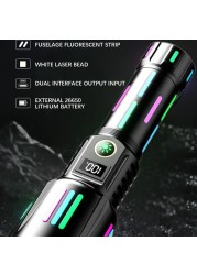 مصباح يدوي LED عالي الطاقة - فانوس تكتيكي قابل لإعادة الشحن عبر USB مع تكبير تلسكوبي، إضاءة طويلة المدى، مصباح خارجي مقاوم للماء للتخييم والمشي لمسافات طويلة،