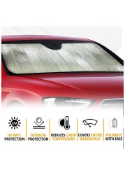 Front Windshield Sun Shade – 5-Layer UV Reflector Folding Sunshade Visor, 55 x 29 Inches Accordion Auto Sun Shield for Cars, SUVs