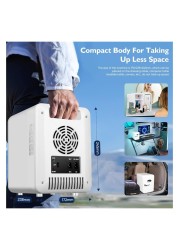 Portable Mini Fridge, 6-Can Compact Travel Refrigerator, AC/DC Thermoelectric Cooler and Warmer for Food, Drinks, Skincare, Beauty, Milk - Ideal for Travel, Car, Office, and Home