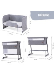 Teknum All In One, 0-4 Years Bedside Crib Cot &amp; Sofa Expansion Pack - Grey