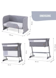 Teknum All In One, 0-4 Years Bedside Crib Cot &amp; Sofa Expansion Pack - Grey
