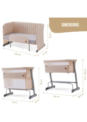 Teknum All In One, 0-4 Years Bedside Crib Cot &amp; Sofa Expansion Pack - Ivory