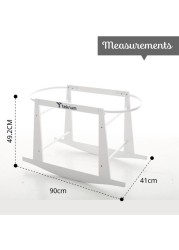 Teknum Infant Wicker Pod Moses Basket with White Waffle Beddings & White Rocker Stand - Wooden Grey