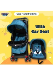 Lovely Baby Pram Baby Stroller For Kids With Car Seat Lb 6622 - Green