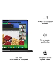 ابل ماك بوك برو 14 انش، 18 جيجابايت رام، 512 جيجابايت اس اس دي، اسود (شريحة ابل ام 3 برو، وحدة معالجة مركزية 11 نواة ووحدة معالجة رسومية 14 نواة، لوحة مفاتيح انجليزية/عربية، MRX33AB/A)